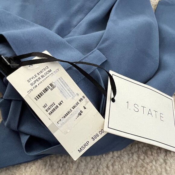 NWT Revolve 1. State High Waisted Blue Work Trousers Pants 0 - Picture 10 of 11